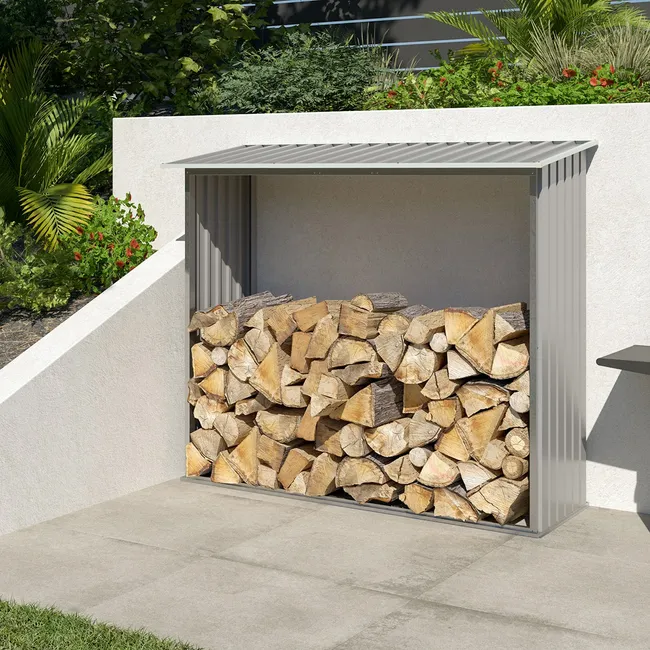 media-3.webp Cobertizo Metálico para Leña Gris 1.36 m² - Imagen 1